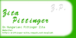 zita pittinger business card